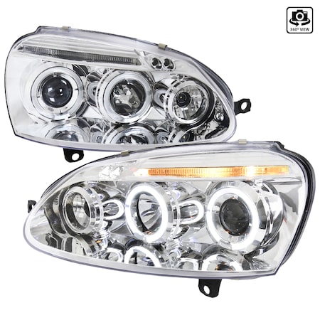 Spec-D Tuning 06-08 Volkswagen Golf Halo LED Projector Chrome LHP-GLF05-TM